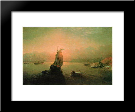 Volga 20x24 Black Modern Wood Framed Art Print Poster by Aivazovsky, Ivan