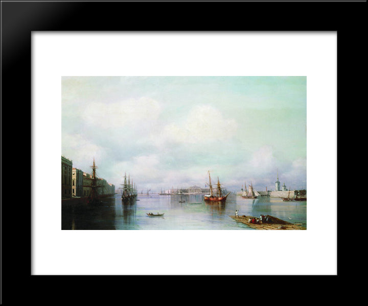 View Of Peterburg 20x24 Black Modern Wood Framed Art Print Poster by Aivazovsky, Ivan