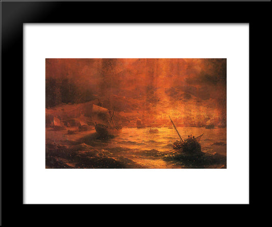 The Ruins Of Pompeii 20x24 Black Modern Wood Framed Art Print Poster by Aivazovsky, Ivan