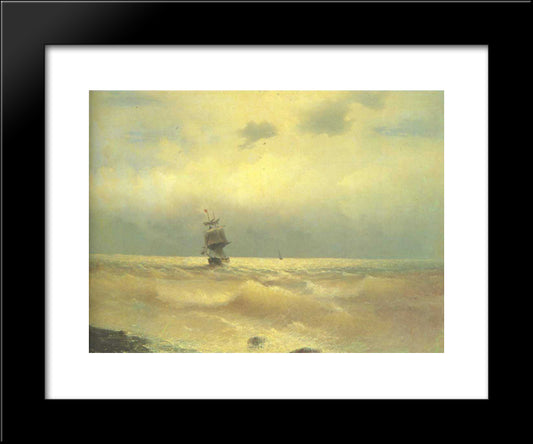 The Ship Near Coast 20x24 Black Modern Wood Framed Art Print Poster by Aivazovsky, Ivan