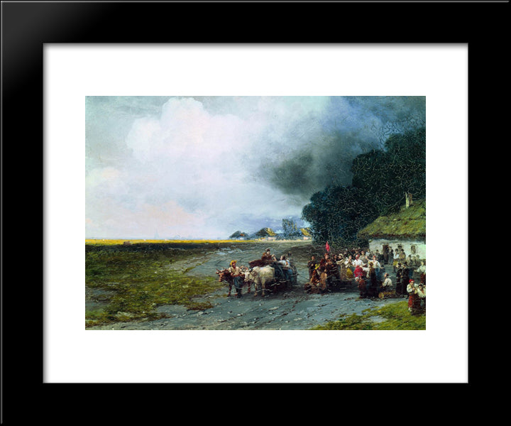 Wedding In Ukraine 20x24 Black Modern Wood Framed Art Print Poster by Aivazovsky, Ivan