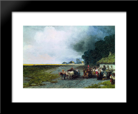 Wedding In Ukraine 20x24 Black Modern Wood Framed Art Print Poster by Aivazovsky, Ivan