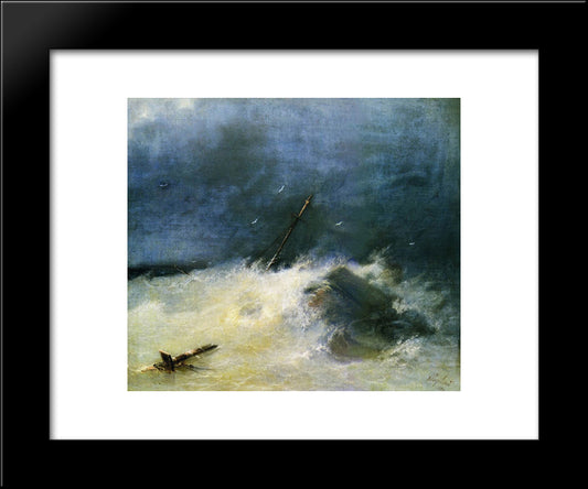 Storm At Sea 20x24 Black Modern Wood Framed Art Print Poster by Aivazovsky, Ivan