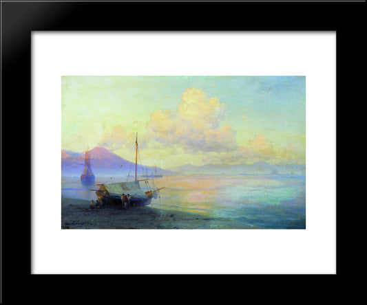 The Bay Of Naples In The Morning 20x24 Black Modern Wood Framed Art Print Poster by Aivazovsky, Ivan