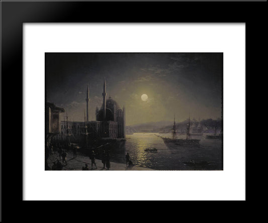 Moonlit Night On The Bosphorus 20x24 Black Modern Wood Framed Art Print Poster by Aivazovsky, Ivan