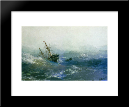 The Shipwreck 20x24 Black Modern Wood Framed Art Print Poster by Aivazovsky, Ivan