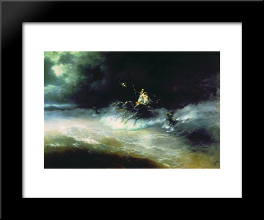 Travel Of Poseidon By Sea 20x24 Black Modern Wood Framed Art Print Poster by Aivazovsky, Ivan