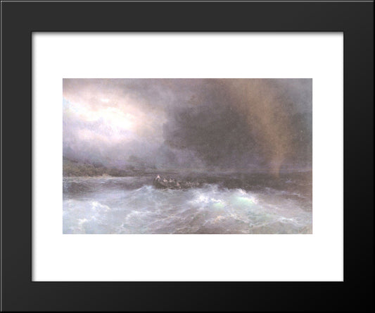 Ship At Sea 20x24 Black Modern Wood Framed Art Print Poster by Aivazovsky, Ivan