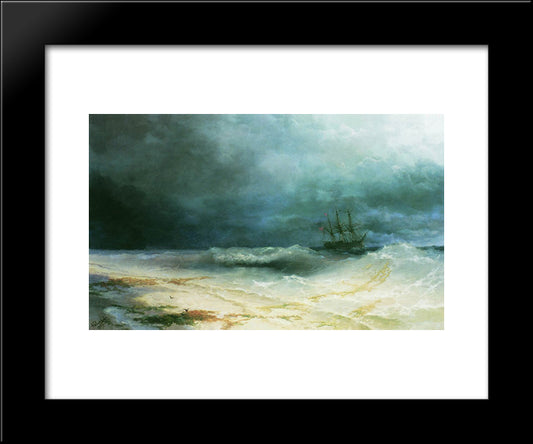 Ship In A Storm 20x24 Black Modern Wood Framed Art Print Poster by Aivazovsky, Ivan