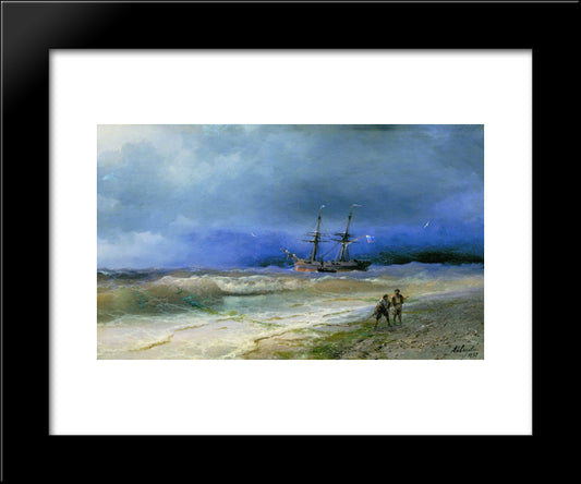 Surf 20x24 Black Modern Wood Framed Art Print Poster by Aivazovsky, Ivan