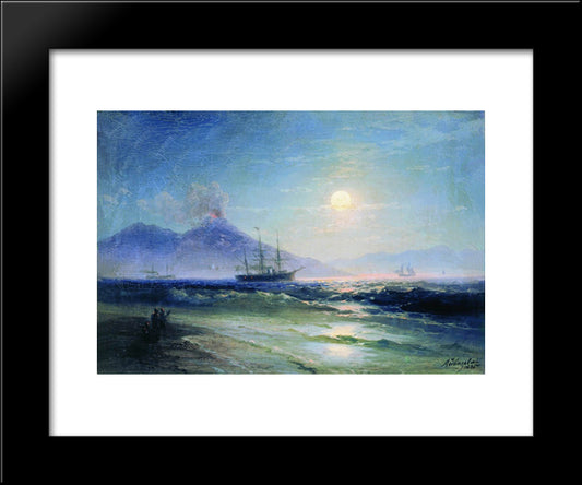 The Bay Of Naples At Night 20x24 Black Modern Wood Framed Art Print Poster by Aivazovsky, Ivan