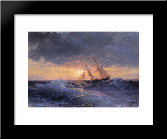 Sea. Sunset 20x24 Black Modern Wood Framed Art Print Poster by Aivazovsky, Ivan