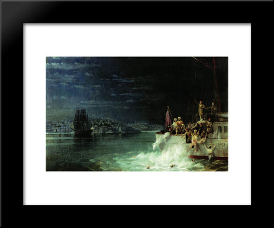 Night. Tragedy In The Sea Of Marmara 20x24 Black Modern Wood Framed Art Print Poster by Aivazovsky, Ivan