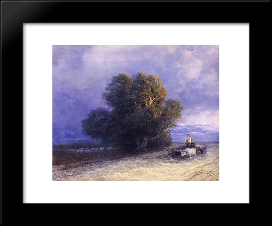 Ox Cart Crossing A Flooded Plain 20x24 Black Modern Wood Framed Art Print Poster by Aivazovsky, Ivan