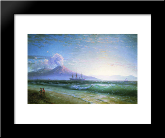 The Bay Of Naples Early In The Morning 20x24 Black Modern Wood Framed Art Print Poster by Aivazovsky, Ivan