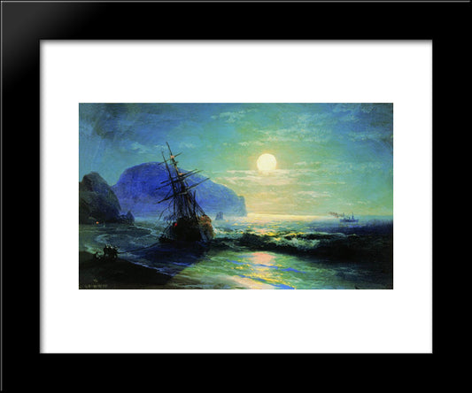 Shipwreck Near Gurzuf 20x24 Black Modern Wood Framed Art Print Poster by Aivazovsky, Ivan