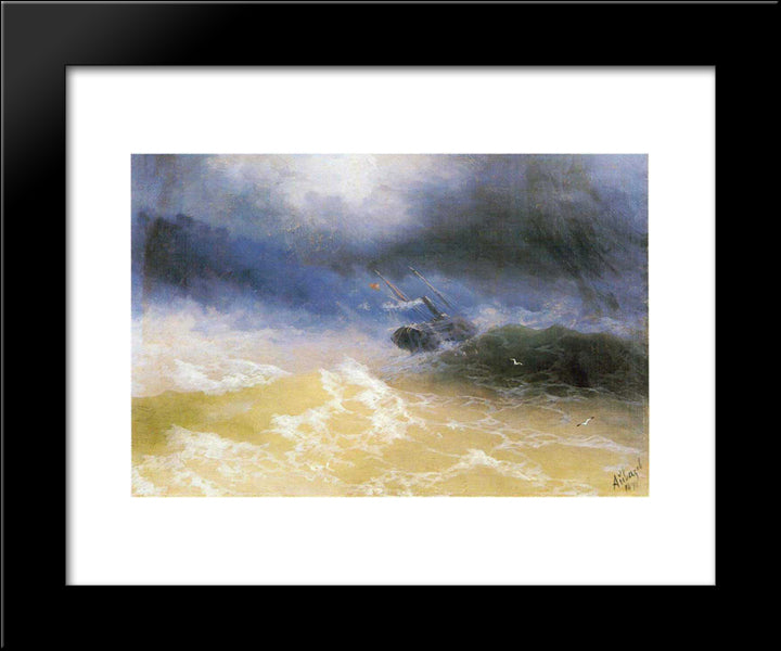 Hurricane On A Sea 20x24 Black Modern Wood Framed Art Print Poster by Aivazovsky, Ivan