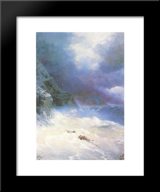 On The Storm 20x24 Black Modern Wood Framed Art Print Poster by Aivazovsky, Ivan