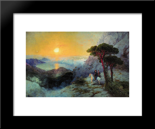 Pushkin At The Top Of The Ai-Petri Mountain At Sunrise 20x24 Black Modern Wood Framed Art Print Poster by Aivazovsky, Ivan