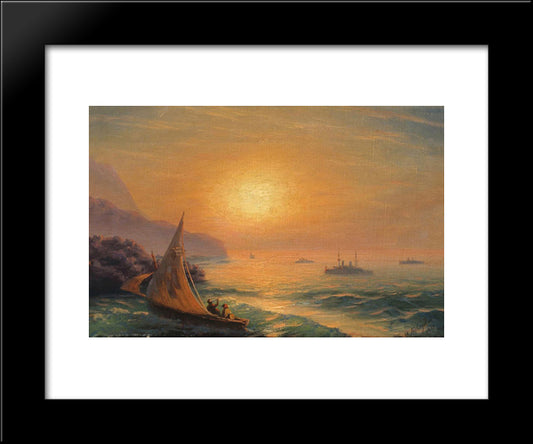 Sunset At Sea 20x24 Black Modern Wood Framed Art Print Poster by Aivazovsky, Ivan