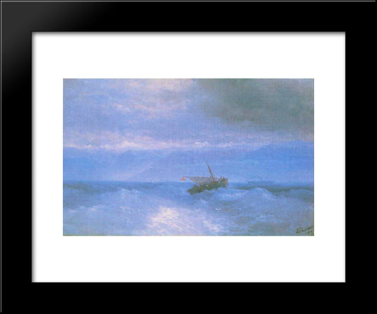 The Caucasian Range From The Sea 20x24 Black Modern Wood Framed Art Print Poster by Aivazovsky, Ivan