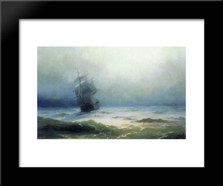 The Tempest 20x24 Black Modern Wood Framed Art Print Poster by Aivazovsky, Ivan