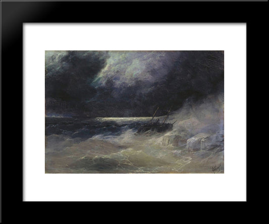 The Tempest 20x24 Black Modern Wood Framed Art Print Poster by Aivazovsky, Ivan