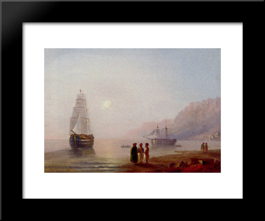 Conversation On The Shore Dusk 20x24 Black Modern Wood Framed Art Print Poster by Aivazovsky, Ivan