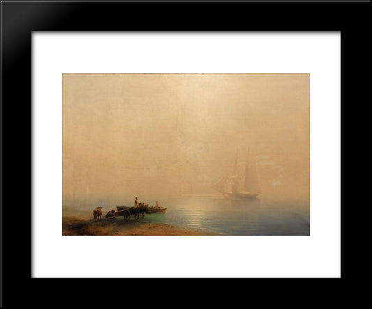 Misty Morning 20x24 Black Modern Wood Framed Art Print Poster by Aivazovsky, Ivan