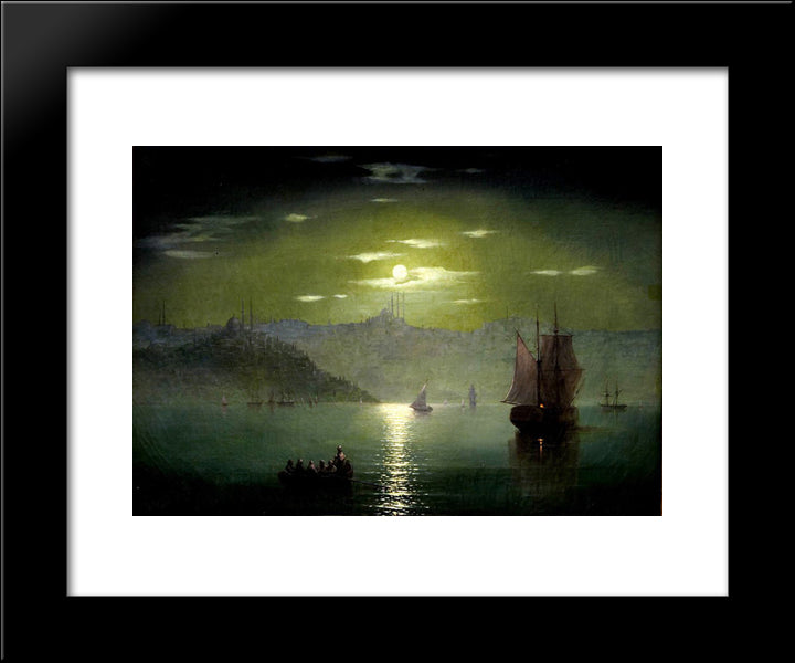 Moon Path 20x24 Black Modern Wood Framed Art Print Poster by Aivazovsky, Ivan