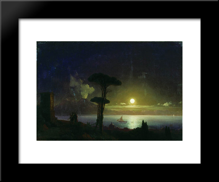 Night 20x24 Black Modern Wood Framed Art Print Poster by Aivazovsky, Ivan