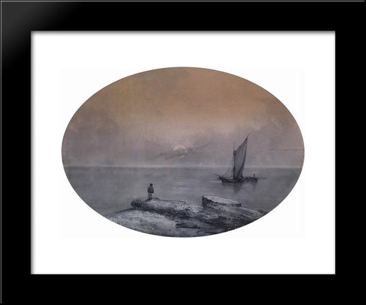 On The Sea 20x24 Black Modern Wood Framed Art Print Poster by Aivazovsky, Ivan