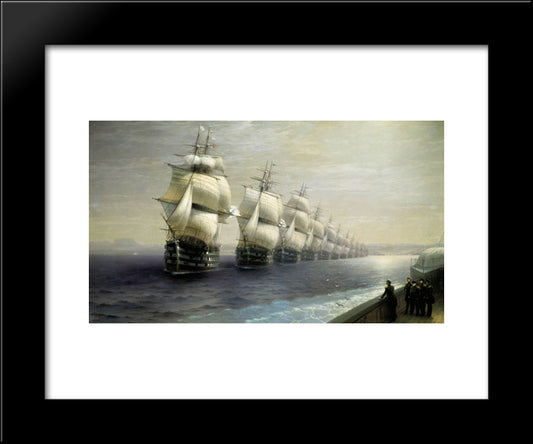 Parade Of The Black Sea Fleet 20x24 Black Modern Wood Framed Art Print Poster by Aivazovsky, Ivan