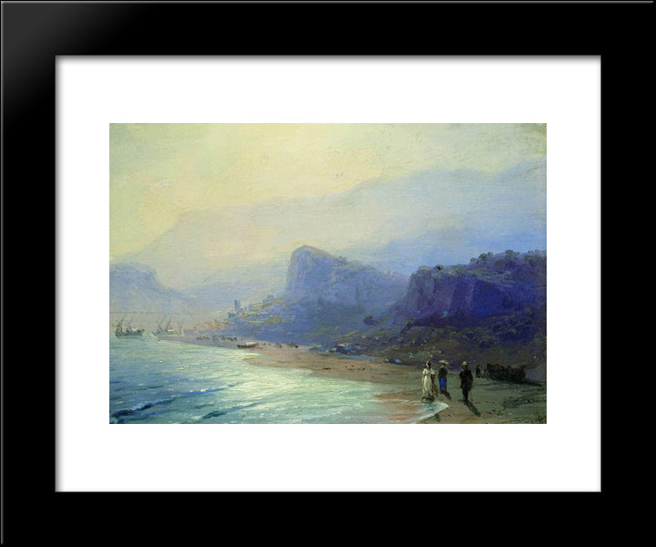 Pushkin And Raevskaya In Gurzuf 20x24 Black Modern Wood Framed Art Print Poster by Aivazovsky, Ivan