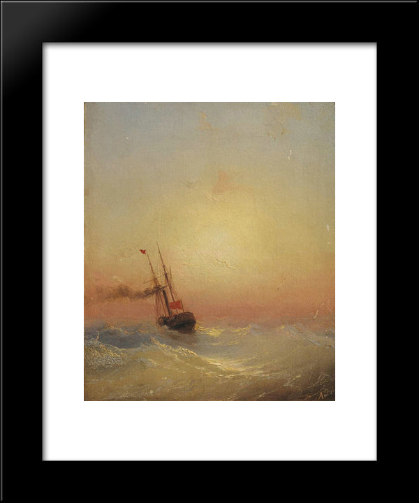 Sand Pebbles 20x24 Black Modern Wood Framed Art Print Poster by Aivazovsky, Ivan