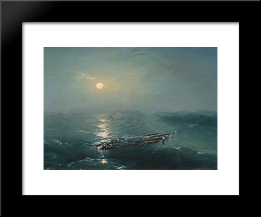 Sea At Night 20x24 Black Modern Wood Framed Art Print Poster by Aivazovsky, Ivan