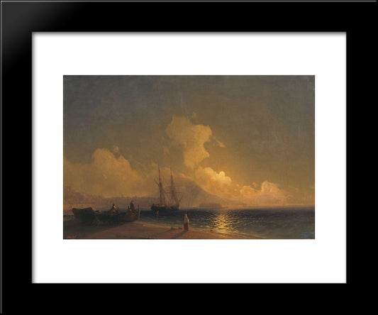 Sea At Night 20x24 Black Modern Wood Framed Art Print Poster by Aivazovsky, Ivan