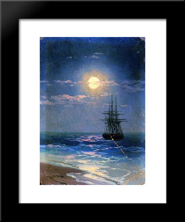 Sea At Night 20x24 Black Modern Wood Framed Art Print Poster by Aivazovsky, Ivan