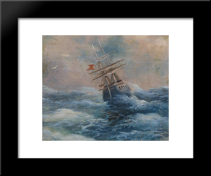 Sea With A Ship 20x24 Black Modern Wood Framed Art Print Poster by Aivazovsky, Ivan