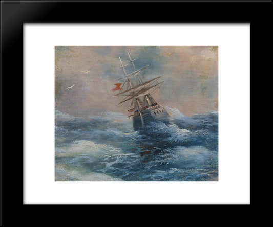 Sea With A Ship 20x24 Black Modern Wood Framed Art Print Poster by Aivazovsky, Ivan