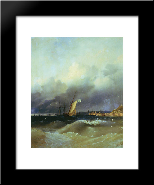 The Black Sea At Night 20x24 Black Modern Wood Framed Art Print Poster by Aivazovsky, Ivan