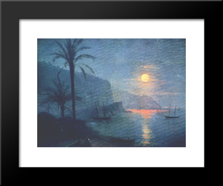 The Nice At Night 20x24 Black Modern Wood Framed Art Print Poster by Aivazovsky, Ivan