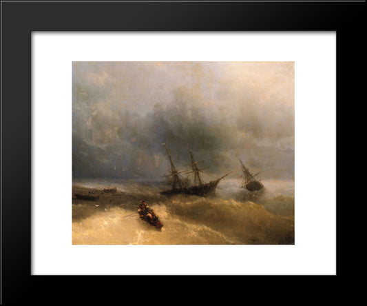 The Shipwreck 20x24 Black Modern Wood Framed Art Print Poster by Aivazovsky, Ivan