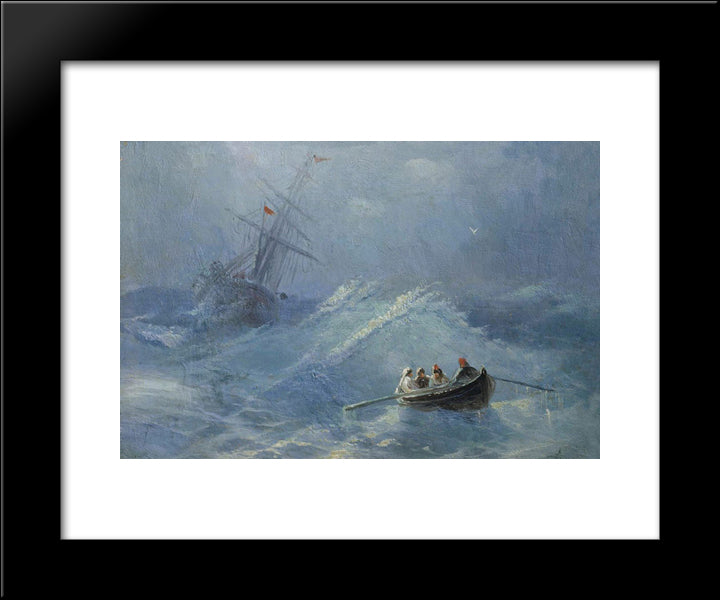 The Shipwreck In A Stormy Sea 20x24 Black Modern Wood Framed Art Print Poster by Aivazovsky, Ivan