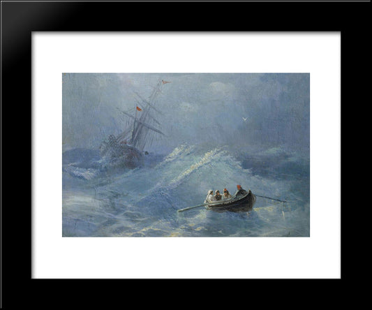 The Shipwreck In A Stormy Sea 20x24 Black Modern Wood Framed Art Print Poster by Aivazovsky, Ivan