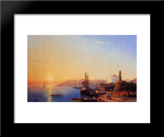 View Of Constantinople And The Bosporus 20x24 Black Modern Wood Framed Art Print Poster by Aivazovsky, Ivan