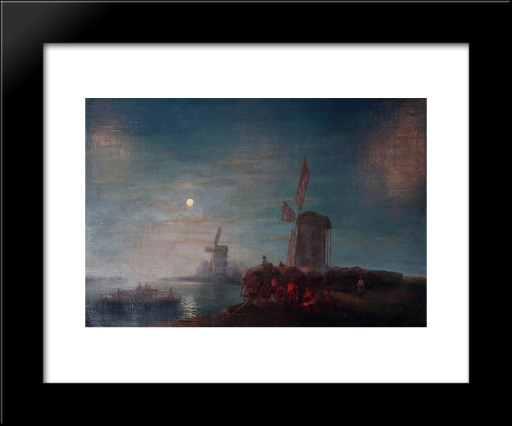 Windmill 20x24 Black Modern Wood Framed Art Print Poster by Aivazovsky, Ivan