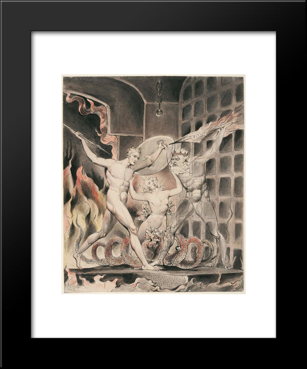 Illustration To Milton`S Paradise Lost 20x24 Black Modern Wood Framed Art Print Poster by Blake, William