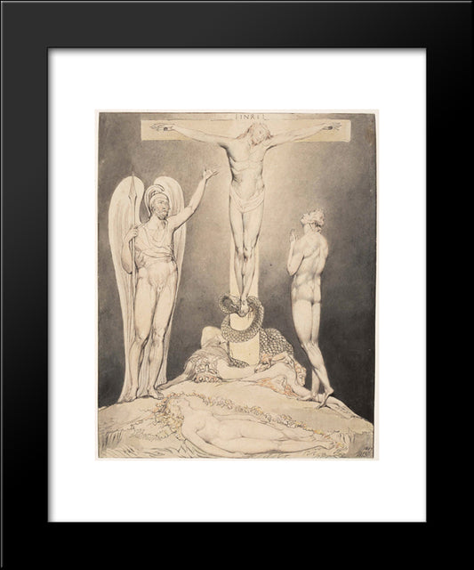 Illustration To Milton`S Paradise Lost 20x24 Black Modern Wood Framed Art Print Poster by Blake, William