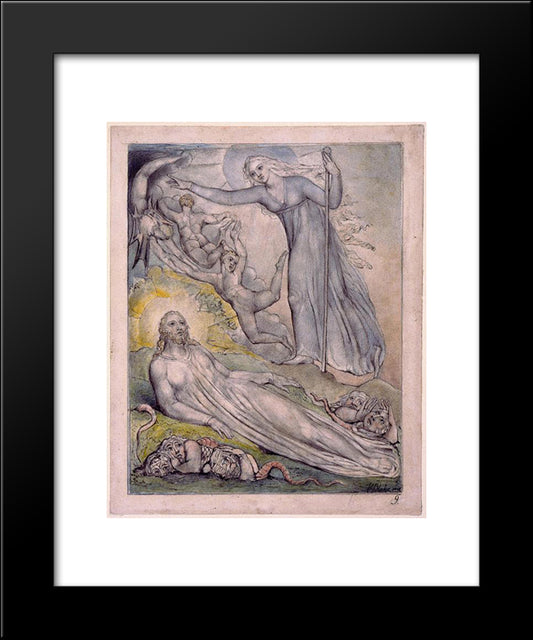 Illustration To Milton`S Comus 20x24 Black Modern Wood Framed Art Print Poster by Blake, William